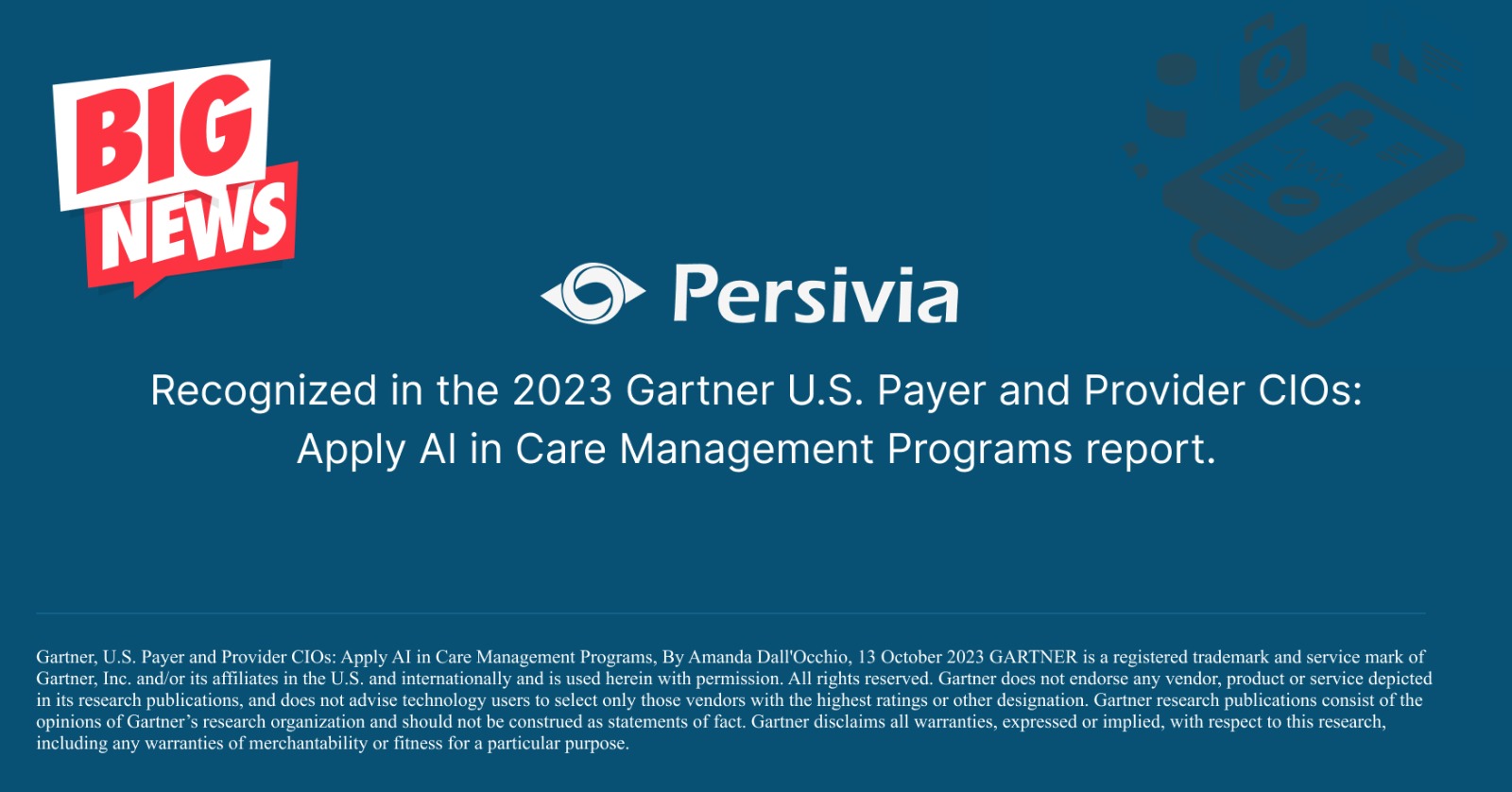Persivia recognized in the Gartner Research report on AI Applications in Care Management Programs
